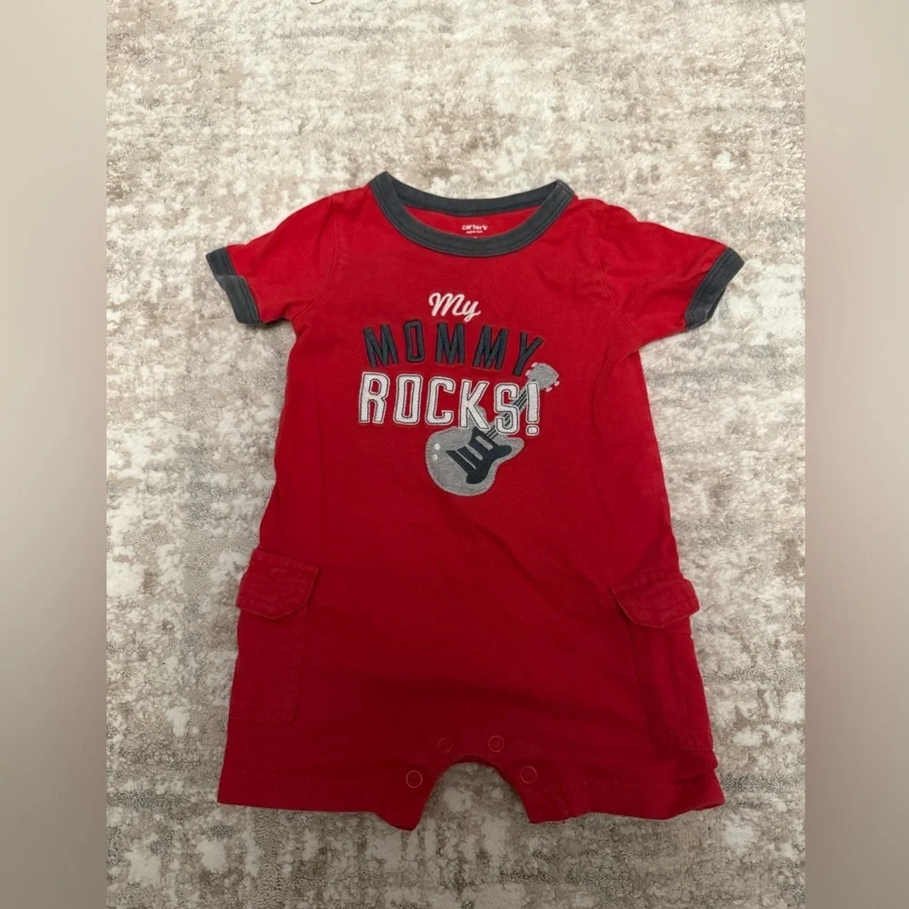 Carter's Red 'My Mommy Rocks' Romper size 9M